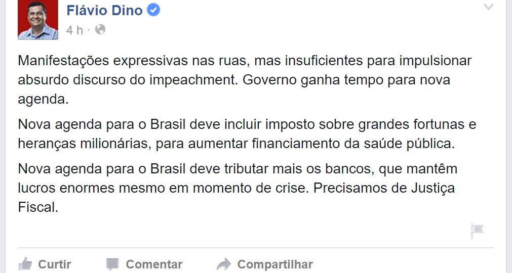 Flávio Dino é massacrado por internautas após defender Dilma e desqualificar manifestantes