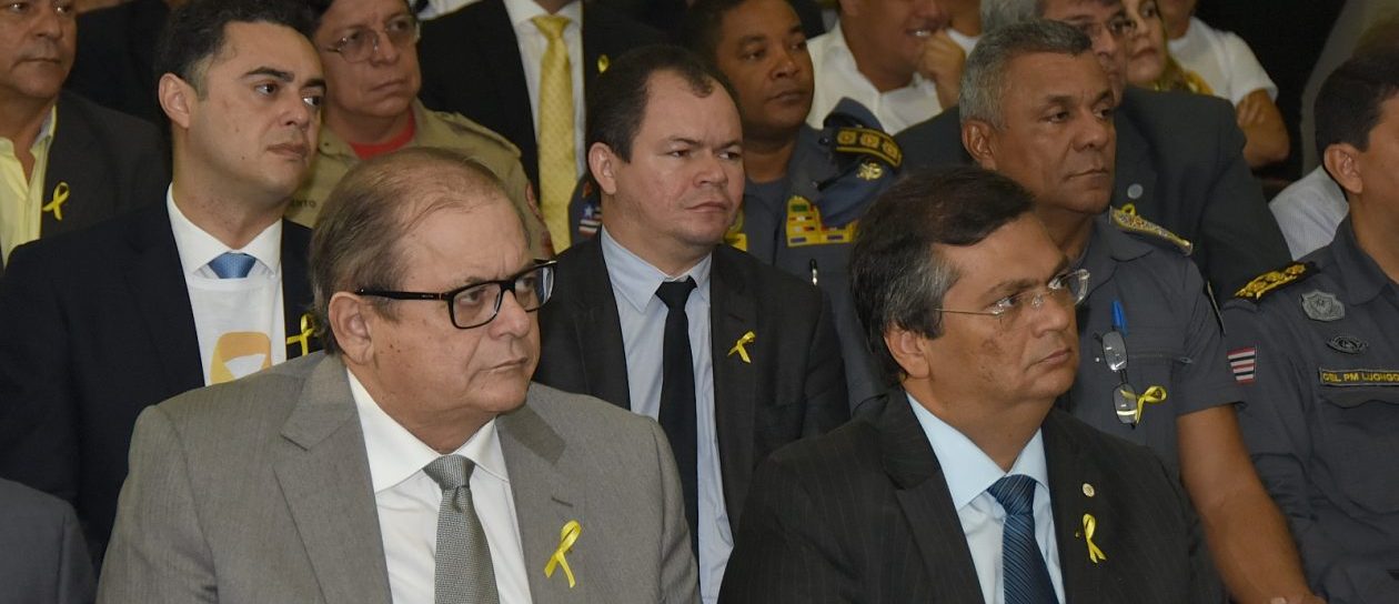 O presidente da Assembleia Legislativa, Humberto Coutinho, e o governador do Maranhão, Flávio Dino, durante lançamento da campanha Maio Amarelo em prol da segurança no trânsito.