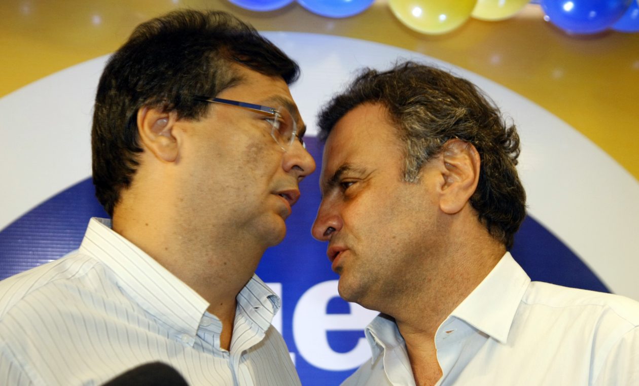 Flávio Dino e Aécio Neves, durante a campanha eleitoral de 2014